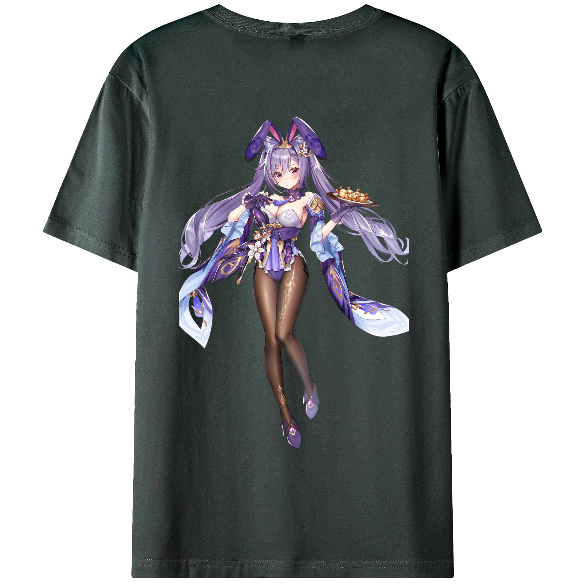げんし神 刻晴 こくせい genshin Kokusei 綿100％ メンズ半袖Tシャツ（バックプリント） 通気性